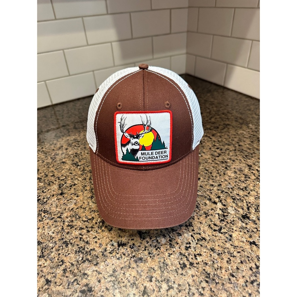 Mule Deer Foundation Trucker Hat Men's Adjustable Brown White Deer Logo Cap